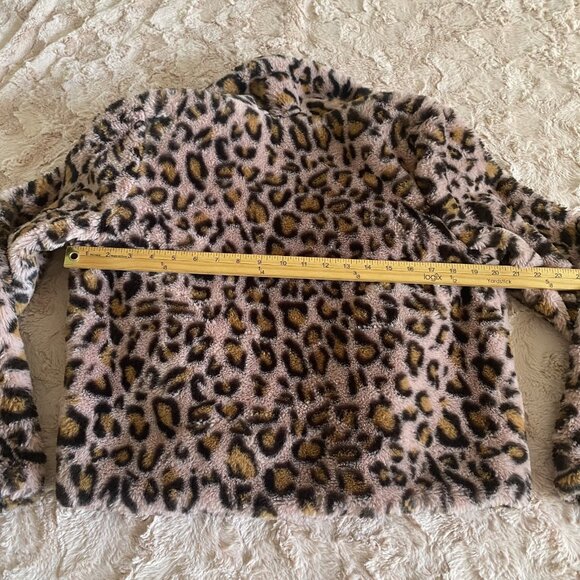 Candies Juniors Medium Pink Brown Faux Leopard Fur Jacket Coat Y2K - Picture 6 of 9